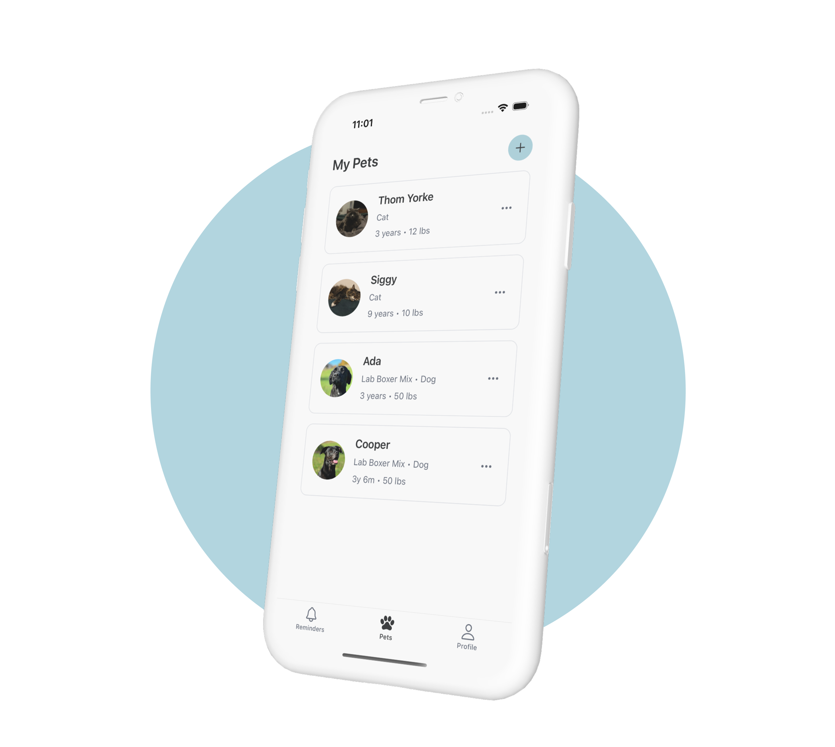 Mockup of Paw Profile App